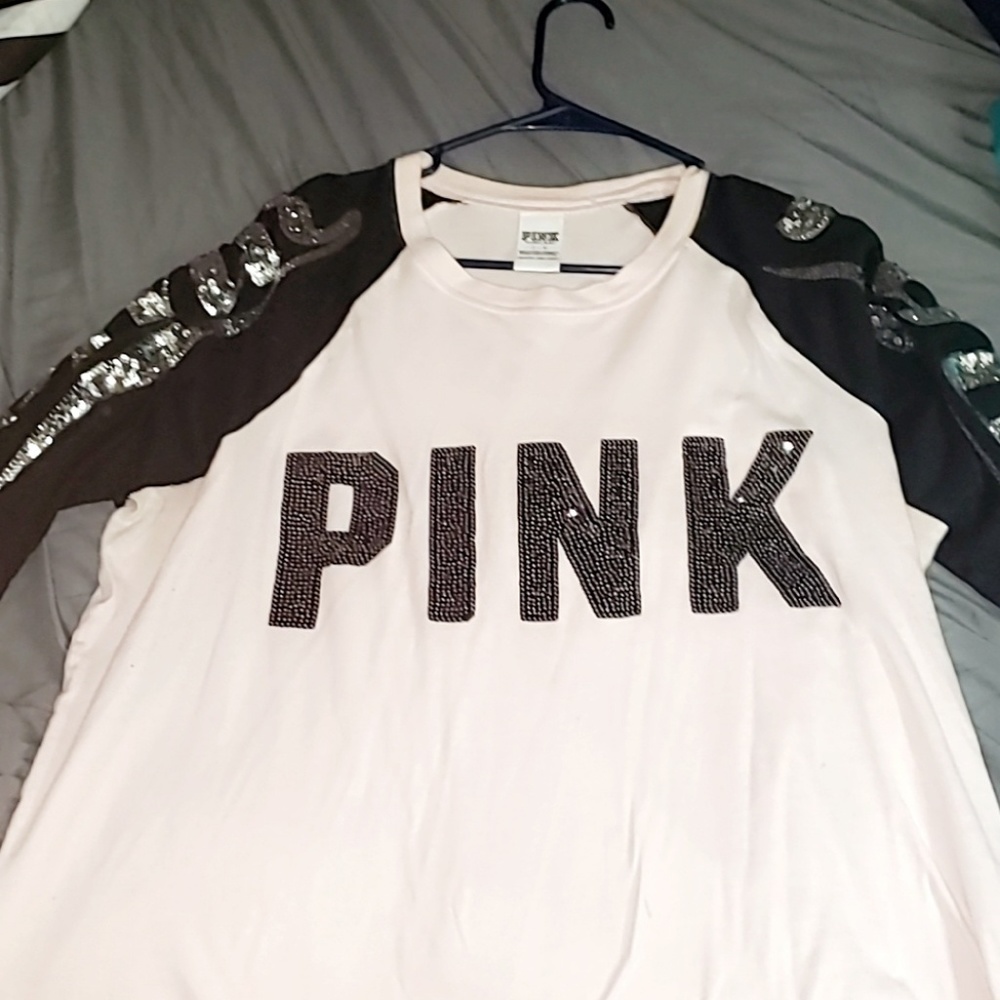 Long sleeve oversize sparkly pink shirt
